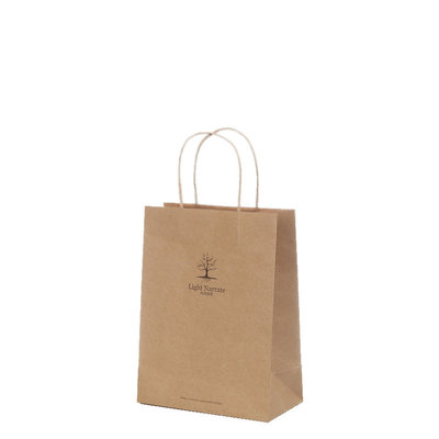 Kraft brown paper bag with handles book packaging bag window supplier