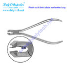 Flush cut and safety hold distal end cutter pliers of orthodontic appliance for dental tools