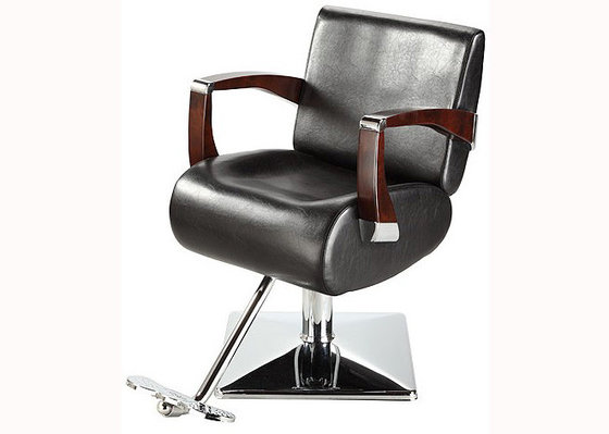 China Luxury All Purpose Salon Chair Wooden Handret With Shining Steel Materials supplier