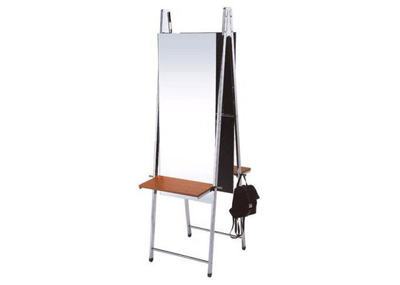 China Double Side Wood Salon Mirror Station With LED Light , 185cm Height supplier