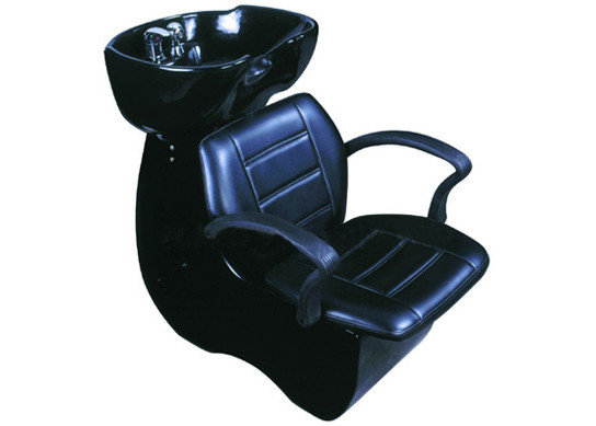 China Black Fiberglass Salon Shampoo Chairs Ceramic Bowl With 24.5 Inch Width supplier