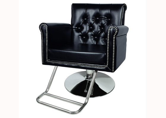 Royal Brown Salon Hair Styling Chairs Big Footrest Chrome with Round Base supplier