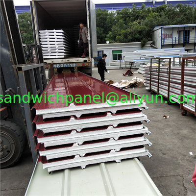 0.4mm wine red color steel 50mm eps sandwich roof panel with 14kg for prefabricated buildings