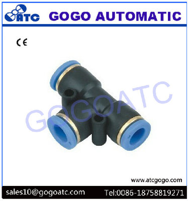 China one touch plastic pneumatic hose nipple fitting t type 6mm quick tube fitting connector air 3 way PE-6 supplier