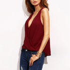Plunging V-Neckline Cut Out Back Wrap Blouse Wholesale Chinese Clothing Manufacturers