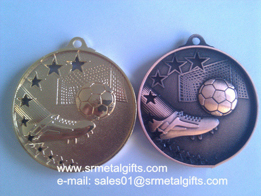 China Zamak embossed metal football medals, zinc alloy soccer medals, supplier