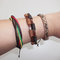 Leather Bracelet Set of Wooden Beads Strand and Braided Leather Bangle Adjustable length 5.5 inch for men and women supplier