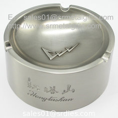 China Brush metal 8 inch cigarette ashtray, personalized round steel engraved ash tray, supplier