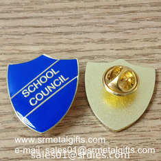 China Shield shape epoxy enamel lapel pin, color filled lapel pins, supplier