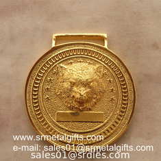 China Relief metal medal with raised wolf head, personalized embossed metal medals, supplier