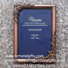 China Metal rose photo frame, ready mold, metal photo frame ornated with rose on the frame supplier