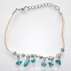 China Hand woven Turquoise String Bracelets Wholesale, Retro Fashion Woven turquoise Charm Pendants Strand Bracelets supplier