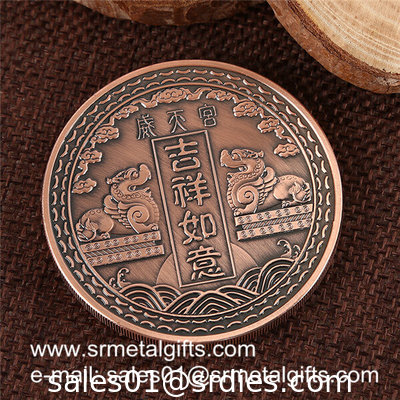 Custom metal souvenir embossed token coin, antique bronze souvenir coins supplier