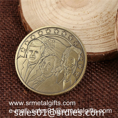 Custom metal souvenir embossed token coin, antique bronze souvenir coins supplier