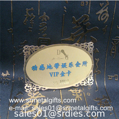 Etched Sandblast Gold Metal Cards, custom chemically etching metal cards supplier