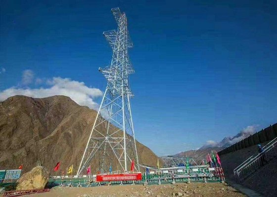 Tubular High Voltage Transmission Line Tower , Steel Electric Cable Tower