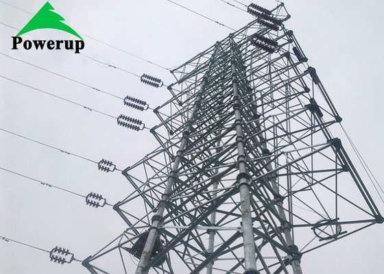 CO2 Shielded Arc Welding Metal Power Line Towers , Silver 220 Kv Transmission Line Towers supplier