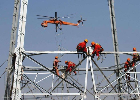 Custom Height Power Transmission Tower Silver Color High Tensile Steel Material supplier