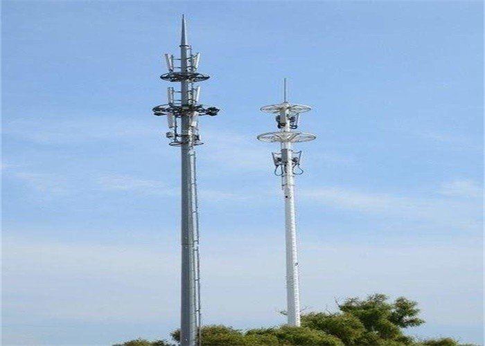 60m Silver Radio Antenna Tower Q235B / Q345B Steel Max 250 Km / H Speed supplier