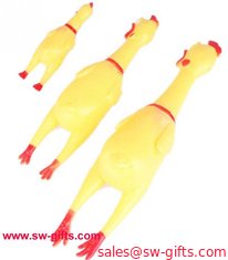 China New Yellow Screaming Rubber Chicken Shape Pet Dog Toy Squeak Squeaker Chew Gift 3 Sizes supplier