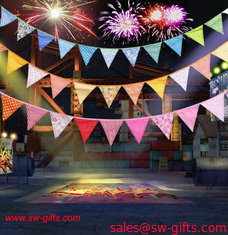 China Event Party Supplies Birthday Wedding Christmas Decoration Multi-Color Fabric Bunting Penn supplier