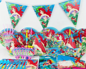 China 78pcs/2017 Luxury Kids Birthday Party Decoration Set Mermaid Ariel Theme Party Supplies Baby Birthday Party Pack supplier