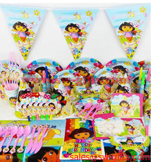 China Kids girls Birthday Party Decoration carton Set Dora Theme Party Supplies Baby Birthday Party celebration supplier