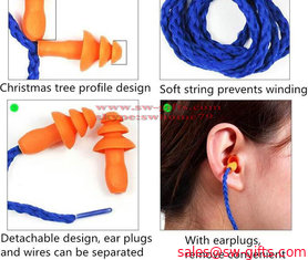 China Soft Silicone Corded Ear Plugs ears Protector Reusable Hearing Protection Noise Reduction Earplugs Earmuff supplier