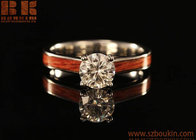 Fashion gem stone wedding tungsten jewelry koa wood tungsten rings with diamond inlay