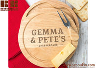 Eco-Friendly Personalized Home Cheese Board and Knife Set - Gifts for Couples 22cm Diameter, 4.5cm Depth