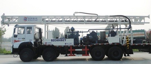China 600M 6X4 Truck mounted hydraulic water well borehole drilling rig for mud drilling and air compressor supplier