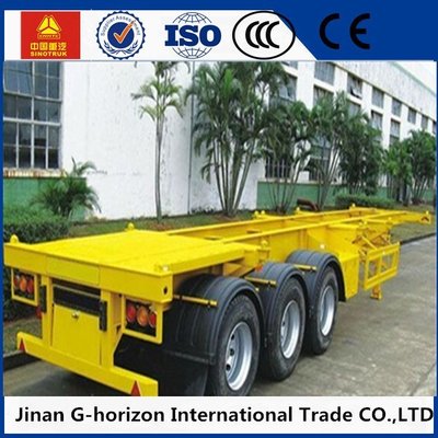 China 40 Ton Skeleton Container Semi Flat Bed Trailors 3 Axle 12400 * 2500 * 1520mm supplier