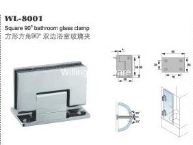 90 degree double pack heavy duty stainless steel glass clamp & glass door hardware for shower door WL-8001