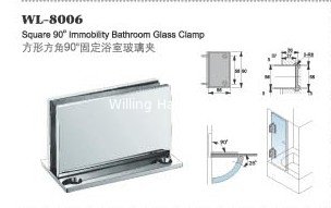 square 90 degree immobility bathroom glass clamp stainless steel glass door hardware for shower door WL-8006