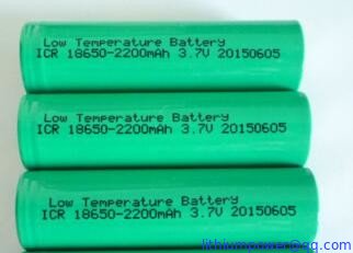 China UN38.3|CB|CE|ROHS low temperature 2200mah 3.7v|3.6v 18650 li-ion lithium battery supplier
