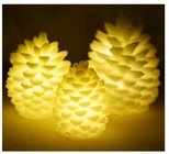 LED Pine cone  candle set with IR remote and timer,0.03w,amber flame color,USB rechargeable,300mah battery