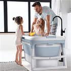 Foldable bathtub Adults, 128X62X52cm large portable bathtub with storage basket, room inside foldable plastic bath
