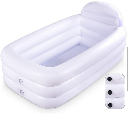 Inflatable Portable Bathtub, White Durable Soaking Bath Tub with Large Backrest, Freestanding Inflatable Pool