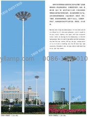 China 25meter outdoor stadium Galvanized and power coating Polygon steel 180W LED high mast lamp supplier