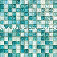 China Blue white water waving glass mosaic tile for spa room supplier