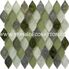 China Olive green water waving glass mosaic tile diamond shape for internal usage supplier